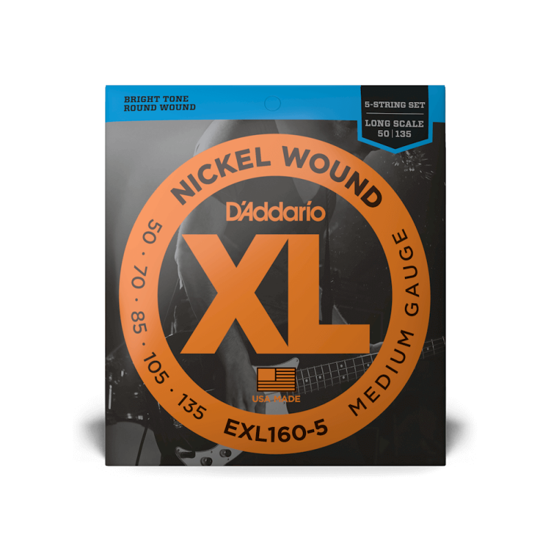 Набір струн D'ADDARIO EXL160-5 XL NICKEL WOUND BASS MEDIUM 5-STRING (50-135)